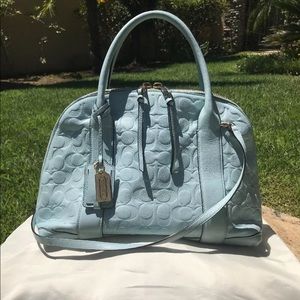 Coach “Bleeker Preston” Embossed Leather Handbag